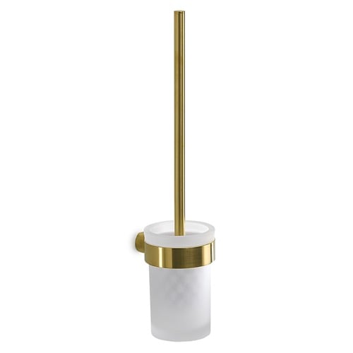 Toilet Brush, Wall Mounted Frosted Glass With Matte Gold Mount Gedy PI33-03-88